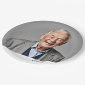 誕生日オススタイリッシュ白黒モノグラム ペーパープレート (アングル)