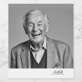 誕生日オススタイリッシュ白黒モノグラム ワインラベル (シングルラベル)