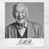 誕生日オススタイリッシュ白黒モノグラム ワインラベル (シングルラベル)