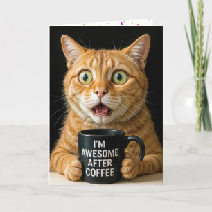 誕生日オレンジキャットとおもしろいコーヒーマグ カード