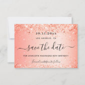 誕生日オレンジグリッター日付のグラムを保存 セーブザデート (正面)