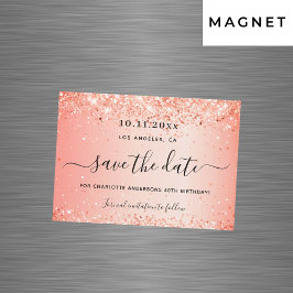 誕生日オレンジグリッター日付磁石を保存 マグネット招待状