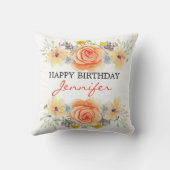 誕生日オレンジバラ クッション (裏面)