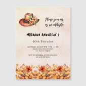 誕生日オレンジフラワーズボホ女性のカーボーイハットラグジュアリー マグネット招待状 (正面)