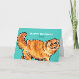 誕生日オレンジペルシャ猫カスタムのメッセージ カード