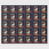 誕生日オレンジロケット名前をカスタムすると年齢 ラッピングペーパー (フラット)