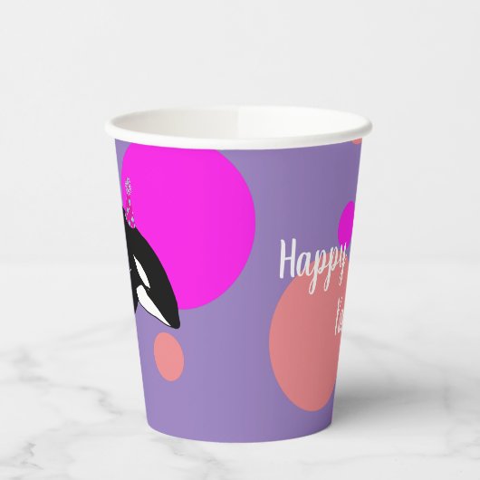 誕生日オーカパーソナライズされたキラークジラ 紙コップ (左)