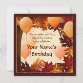 誕生日オータムカラーズツリー葉カスタムパーティー 招待状 (正面)