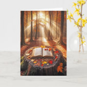 誕生日オープンブックオンオータムツリースタンプ カード (黄色い花)