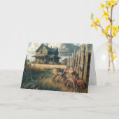 誕生日オールドレッドトリサイクル カード (黄色い花)