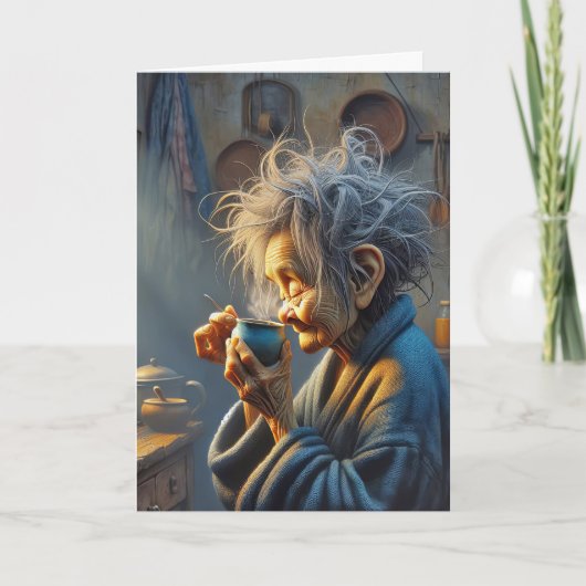 誕生日オールドレディーモーニングコーヒー カード (正面)