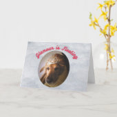 誕生日カおもしろいードグラムラウスゴールデンリトリーバ カード (黄色い花)