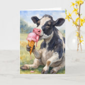 誕生日カウアイスクリームコーンをなめる カード (黄色い花)