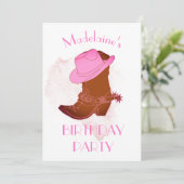 誕生日カウボーイピンクパーティの招待状 招待状 (スタンド正面)