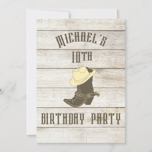 誕生日カウボーイボーイズエイジパーティの招待状 招待状 (正面)