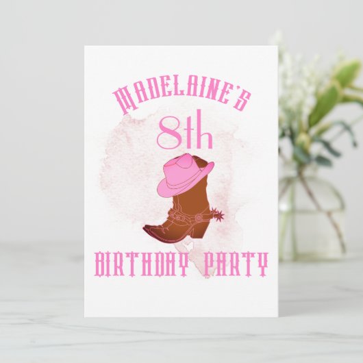 誕生日カウボーイ女性のカーボーイガールズエイジパーティの招待状 招待状 (スタンド正面)
