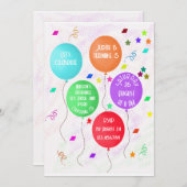 誕生日カウントカラフルバルーン 招待状 (正面/裏面)