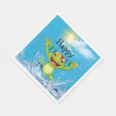 誕生日カエルが水から飛び出す スタンダードランチョンナプキン (角)