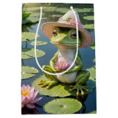 誕生日カエルのリリーパッド ミディアムペーパーバッグ (正面)