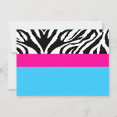 誕生日カカスタムクテルパーティーピンク&ブルーゼブラ 招待状 (裏面)