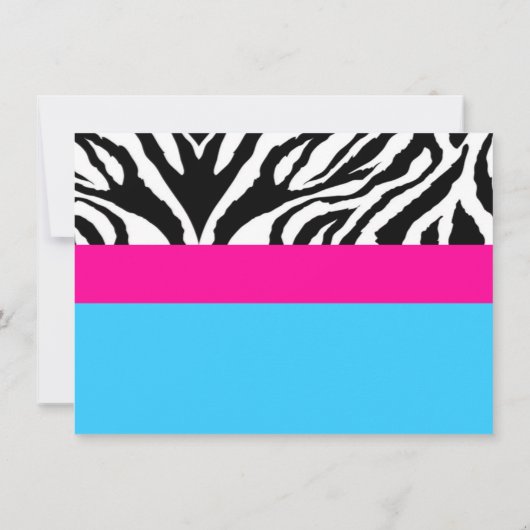 誕生日カカスタムクテルパーティーピンク&ブルーゼブラ 招待状 (裏面)