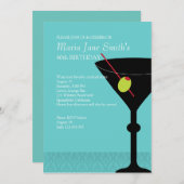 誕生日カクテルターコイズマルティーニアンドメリメント 招待状 (正面/裏面)