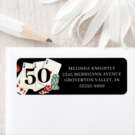 誕生日カジノトランプのポーカーパーティー ラベル (インサイチュ)