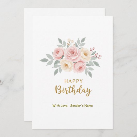 誕生日カスタマイズ可能なデジタルフローラ シーズンカード (正面/裏面)