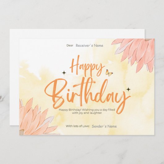 誕生日カスタマイズ可能なデジタル挨拶カード シーズンカード (正面/裏面)