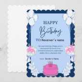 誕生日カスタマイズ可能デジタルケーキ シーズンカード (正面/裏面)