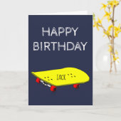 誕生日カスタマイズ名 クールイエロー スケートボード カード (黄色い花)