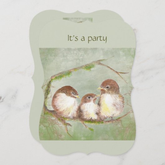 誕生日カスタムかわいいスパローファミリーバード 招待状 (正面/裏面)