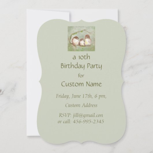 誕生日カスタムかわいいスパローファミリーバード 招待状 (裏面)