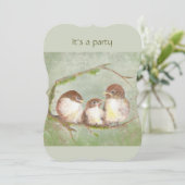 誕生日カスタムかわいいスパローファミリーバード 招待状 (スタンド正面)