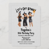 誕生日カスタムウィッチハロウィーン衣装パーティー 招待状 (正面/裏面)