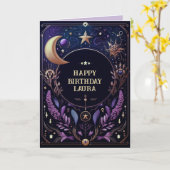 誕生日カスタムカード太陽と月 カード (黄色い花)