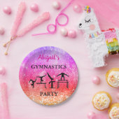 誕生日カスタムガールズジムナスティックスレインボースパークル ペーパープレート (パーティー)