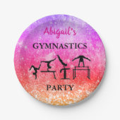 誕生日カスタムガールズジムナスティックスレインボースパークル ペーパープレート (正面)