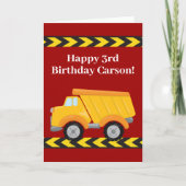 誕生日カスタムキッズダンプトラックレッドボーイズ カード (正面)