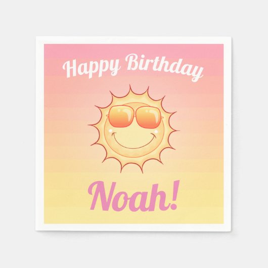 誕生日カスタムキュートサンセット スタンダードカクテルナプキン (正面)