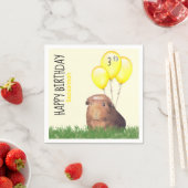 誕生日カスタムギニアピグイエローバルーン スタンダードカクテルナプキン (インサイチュ)