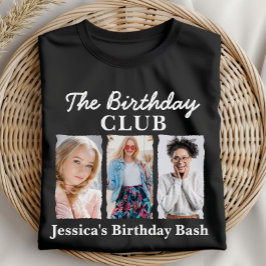 誕生日カスタムクラブ（3枚の写真と名前） Tシャツ