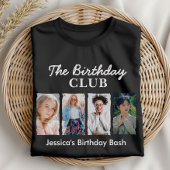 誕生日カスタムクラブ(4枚の写真・名前) Tシャツ