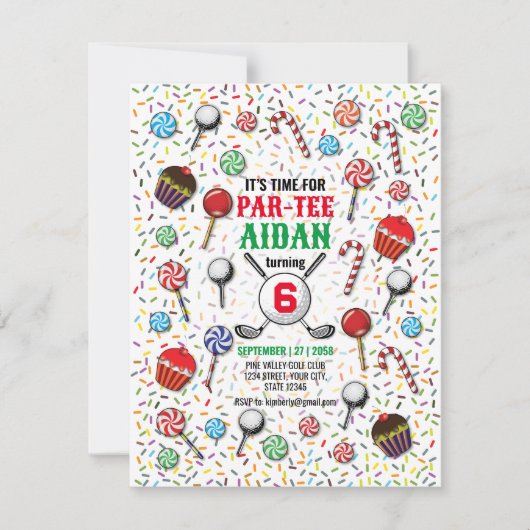 誕生日カスタムゴルフパルティーデザイン 招待状 (正面)