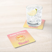 誕生日カスタムサンセット スクエアペーパーコースター (インサイチュ)