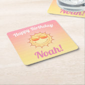 誕生日カスタムサンセット スクエアペーパーコースター (アングル)