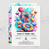 誕生日カスタムスウィートチョコレート編集可能 招待状 (正面/裏面)