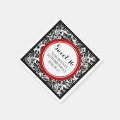 誕生日カスタムスウィート16ナプキンレッドブラックダマスク スタンダードカクテルナプキン (角)