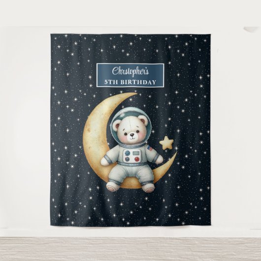 誕生日カスタムタペストリーとテディベア タペストリー (正面)