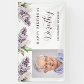 誕生日カスタムバナー写真60th紫フローラ 横断幕 (縦)